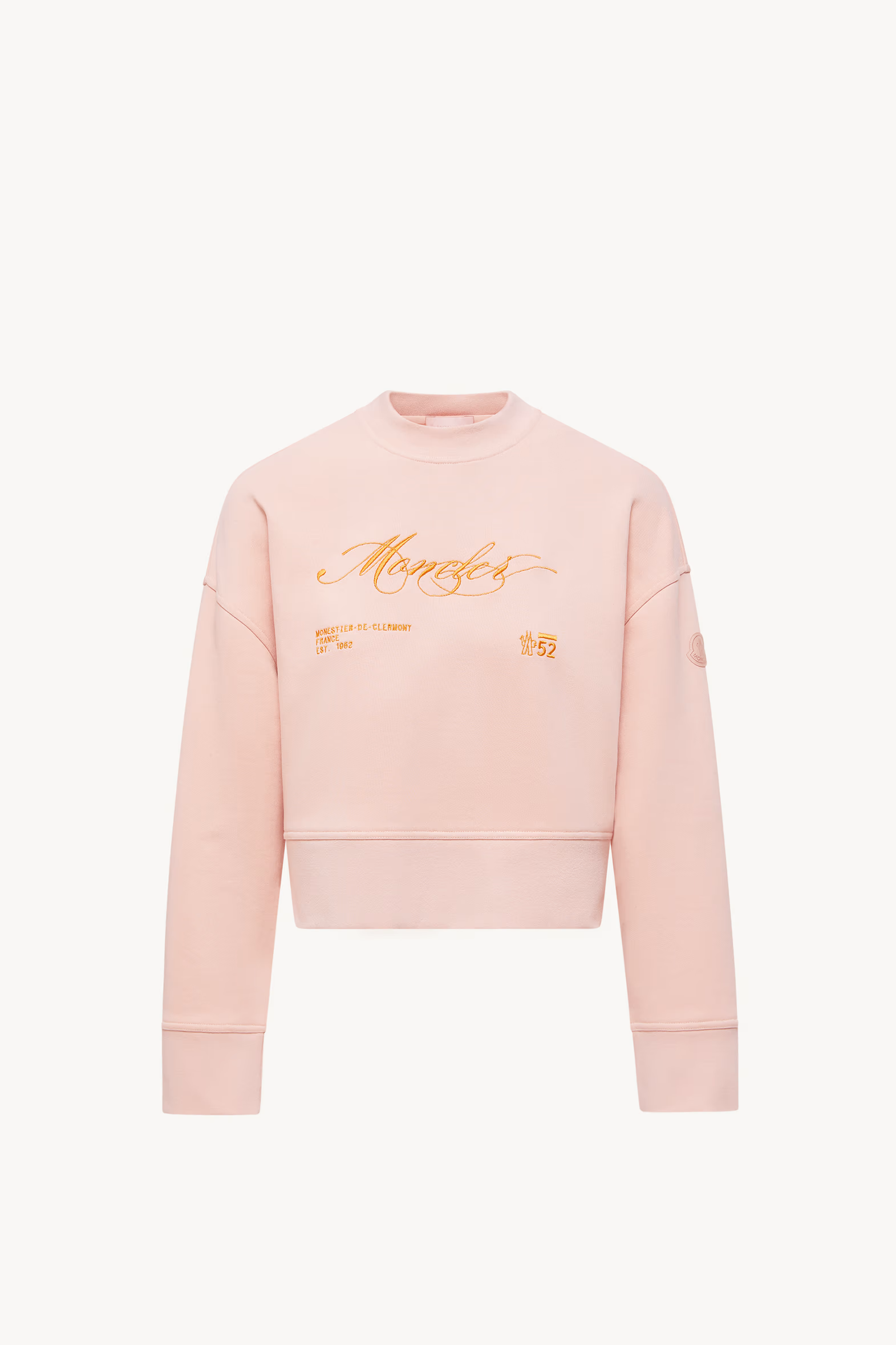 Embroidered Cotton Sweatshirt Women Light Pink Moncler 2